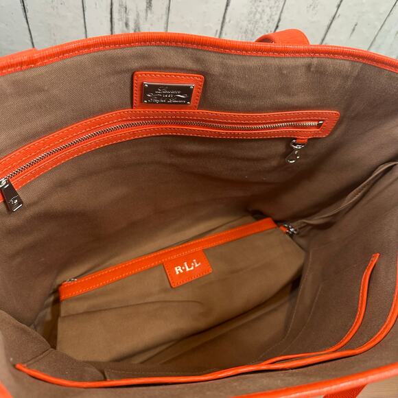 Lauren Ralph Lauren Orange Tote Bag with Wristlet - Picture 5 of 10
